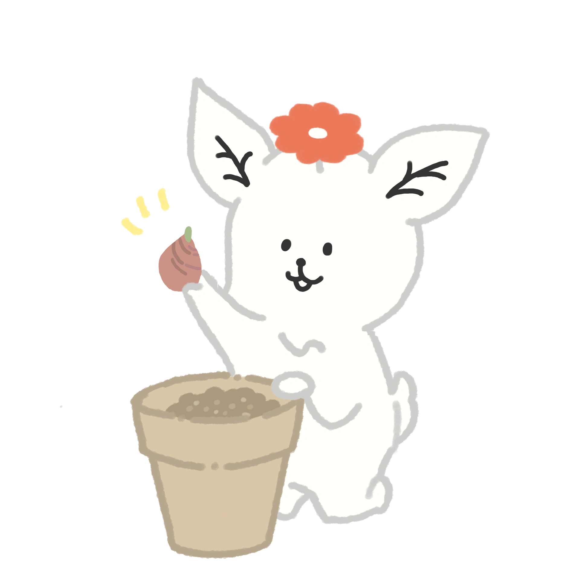フワワが種を植えている画像